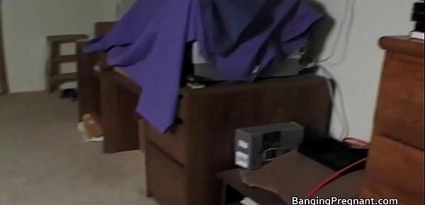  Two workmen get to fuck a horny pregnant woman